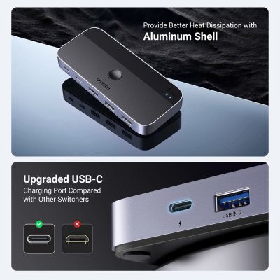 4. Ugreen CM662 USB 3.0 Switch 2-in-4 Switch + 2x USB-A Kabel - Schwarz