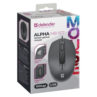 4. DEFENDER MAUS ALPHA MB-507 SILENT BLACK 1000dpi 3P