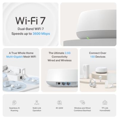 2. TP-Link DECO BE25 (3er-Pack) Mesh-WLAN-System Dualband (2,4 GHz/5 GHz) Wi-Fi 7 (802.11be) Weiß 2 Innengeräte