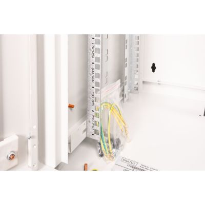 6. Digitus Unique 19" 20HE Wand-Netzwerkschrank 600x450 mm, Glastür, grau, ungeteilt, montiert, 100 kg