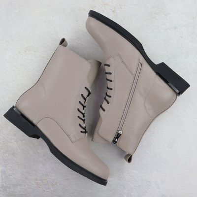 4. Damen-Ankle-Boots aus Leder, beige, Filippo DBT7222