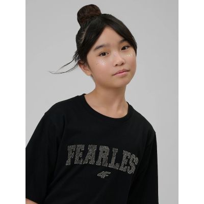3. Locker geschnittenes Mädchen-T-Shirt mit Aufdruck 4F 4FJRSS26TTSHF3453-20S