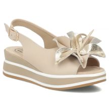 Damen-Keilsandalen aus Leder, beige, Filippo DS7045/26