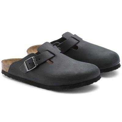8. Birkenstock Boston Black Damen/Herren Clogs, geöltes Leder, schmale Slipper (0059463)