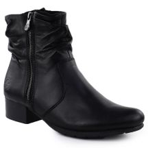 Schwarze Damen-Ankle-Boots aus Leder mit hohem Absatz, Modell Rieker 78656-00