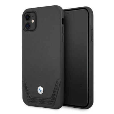BMW Perforierte Lederhülle für iPhone 11 / Xr – Schwarz