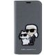 3. Karl Lagerfeld KLBKP14SSANKCPG iPhone 14 6.1" Bücherregal Silber/Silber Saffiano Karl & Choupette