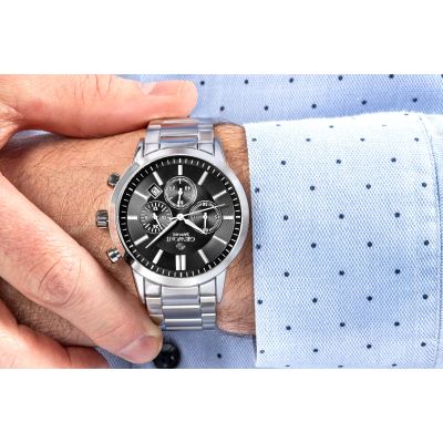 5. Giewont Herrenuhr Chronograph Saphir Silber Schwarz GW8510-B1