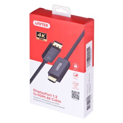 3. UNITEK ADAPTERKABEL DP 1.2 – HDMI, 4K 60 Hz, 1,9 m