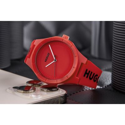 3. HUGO Lit For Him Herrenuhr Rot 1530346 + Box