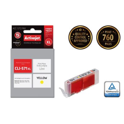 2. Activejet ACC-571YNX Tinte (ersetzt Canon CLI-571XLY; Supreme; 12 ml; gelb)