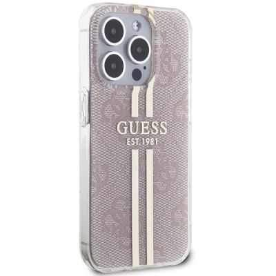 4. Guess IML 4G Gold Stripe Hülle für iPhone 15 Pro – Rosa