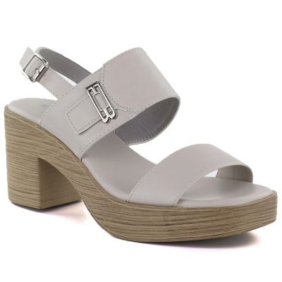 10. Damen-Sandalen mit Absatz, aschgrau, M.Daszyński MR23126-9
