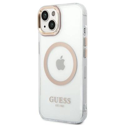 2. Guess GUHMP14SHTRMD iPhone 14 6.1 "Gold / Gold Hartschalenetui Metal Outline Magsafe
