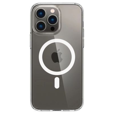 2. Spigen Ultra Hybrid Mag Case mit MagSafe für iPhone 14 Pro – Transparent und Weiß