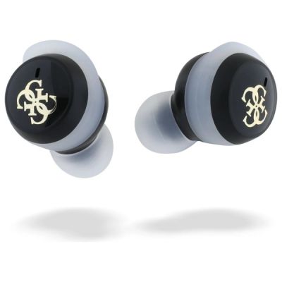 5. Guess Bluetooth-Kopfhörer GUTWSJ144ESK TWS + Dockingstation schwarz/schwarz schillerndes 4G-gedrucktes Logo