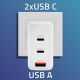 2. Qoltec 100W GaN-Wandladegerät | 5–20 V | 1,5–5 A | 2 x USB-C PD | 1 x USB QC 3.0 | Weiß