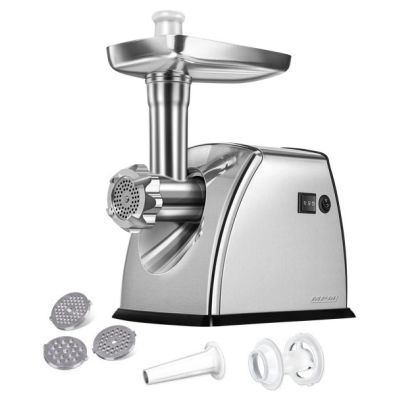 3. MPM MMM-07M 1800W Fleischwolf, 3 Siebe mit Löchern, Aufsätze für Aufschnitt und Pasteten