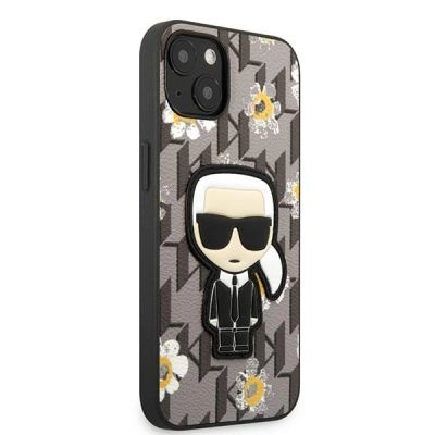 4. Karl Lagerfeld Flower Ikonik Karl Hülle für iPhone 13 mini – Grau