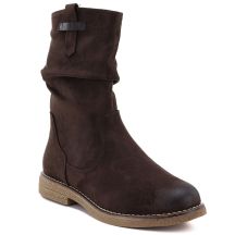 Gefütterte Damen-Ankle-Boots mit gerafftem Obermaterial, Schokoladenbraun, M.Daszyńskie SA296-5