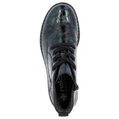 6. Damen-Lackstiefeletten in grüner Kroko-Optik Rieker 71205-90