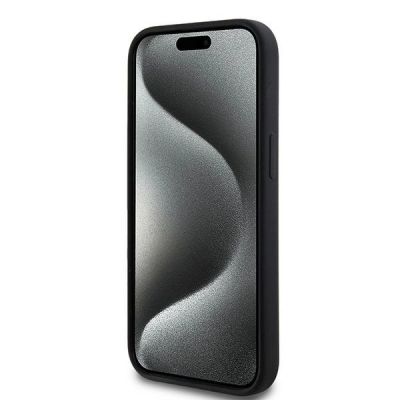 5. DKNY Liquid Silicone MagSafe Hülle mit weißem Logo-Aufdruck für iPhone 15 / 14 / 13 - Schwarz
