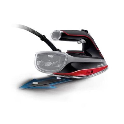 3. Braun TexStyle 5 SI 5057 RD Dampfbügeleisen mit Keramikplatte, 2700 W, Schwarz, Rot