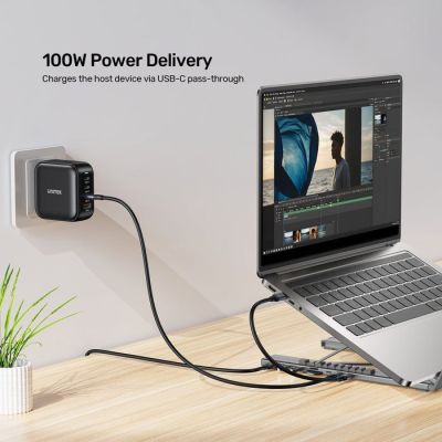 16. UNITEK Verstellbarer Laptopständer + Hub mit USB-C/A, HDMI 2.0, PD 100W