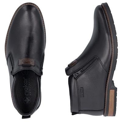 11. Schwarze Herren-Ankle-Boots aus Leder mit Reißverschluss, Rieker 14656-00