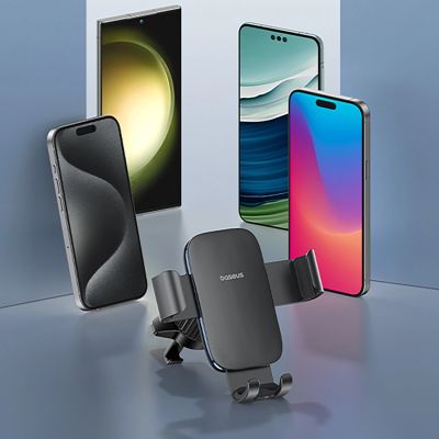 12. Baseus Metal Age 3 Telefonhalter, Schwerkraft, für Lüftungsschlitze – Schwarz