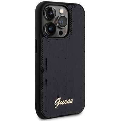8. Guess Pailletten Script Metallhülle für iPhone 13 Pro / 13 – Schwarz