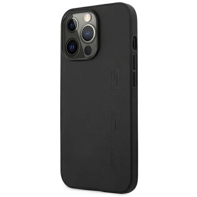 2. AMG AMHCP14LDOLBK iPhone 14 Pro 6.1 "schwarz / schwarz Hardcase Leder Hot Stamped