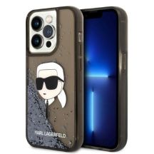 Karl Lagerfeld Glitzer Karl's Head Hülle für iPhone 14 Pro Max – Schwarz