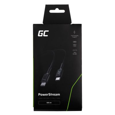 3. GREEN CELL Kabel KABGC30 GC POWERSTREAM USB-C – USB-C 120 cm, POWER DELIVERY 60 W, ULTRA CHARGE, QC 3.0