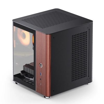 9. Jonsbo TK-0 PC-Gehäuse, Mini-Tower, Mini-ITX, gehärtetes Glas, Holz – schwarz