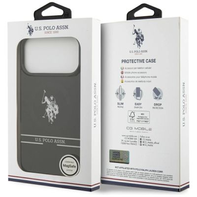 8. US Polo DH und Bottom Stripe Logo MagSafe Hülle für iPhone 17 Pro Max - Schwarz