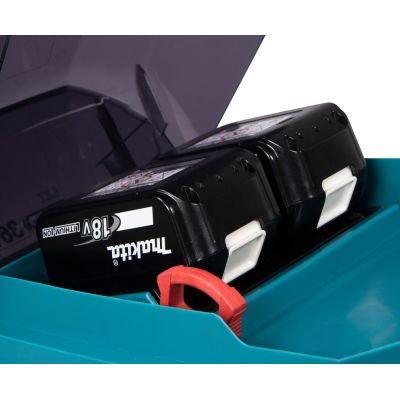 7. Makita DLM481Z Akku-Rasenmäher (Schiebemäher) in Schwarz, Blau und Metallic