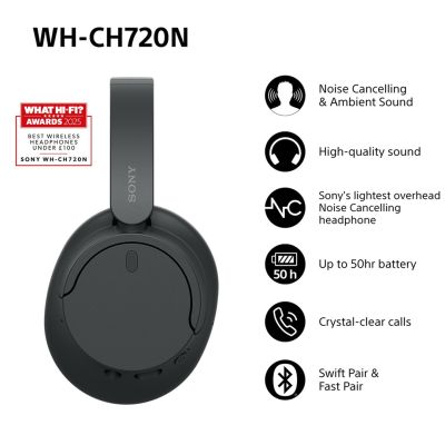 6. Sony WH-CH720 Over-Ear-Kopfhörer mit Geräuschunterdrückung, Schwarz