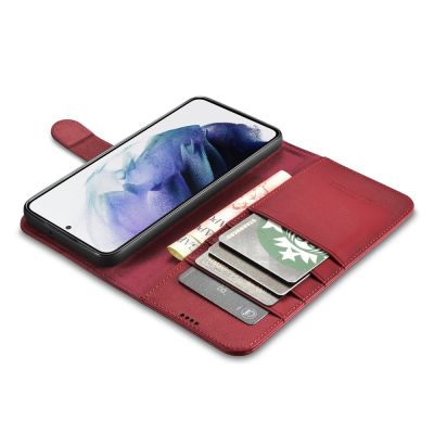 7. iCarer Haitang Leder Wallet Case Ledertasche für Samsung Galaxy S22+ (S22 Plus) Wallet Gehäuse Cover Rot (AKSM05RD)