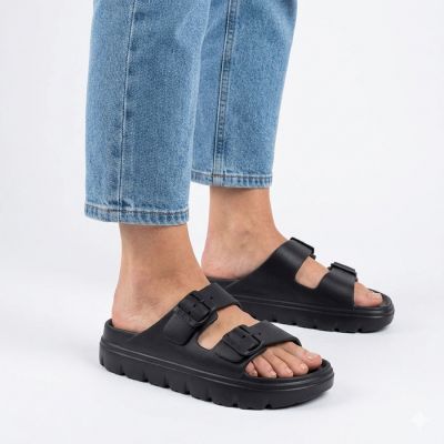 5. Schwarze Damen-Schwimm-Flip-Flops Big Star TT274A051 mit Schnallen