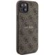 4. Guess 4G Collection Leder Metall Logo MagSafe Hülle für iPhone 15 Plus / 14 Plus – Braun