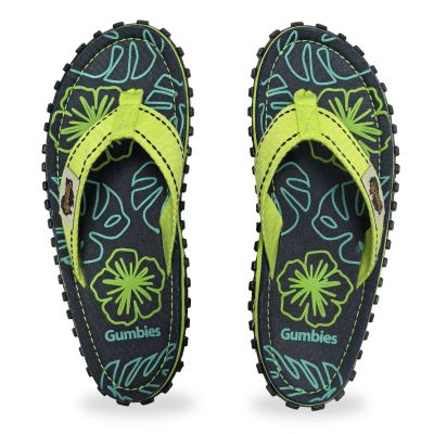 2. Gumbies Islander Flip-Flops Lime Hibiscus GU-FFISL148
