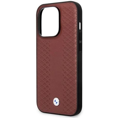 6. Hülle BMW BMHCP14L22RFGR iPhone 14 Pro 6.1" Burgund/Burgund Leder Rautenmuster
