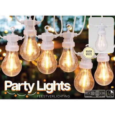 3. Gartengirlande Partybeleuchtung 20 LED A60 weißes Kabel