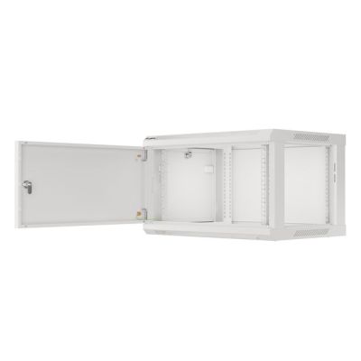 2. LANBERG Wandregal 19" 6HE 600x450 Metalltür Grau (Bausatz) WF01-6406-00S