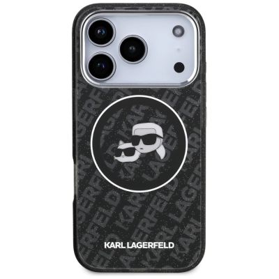 3. Karl Lagerfeld IML Glitter Karl&Choupette Heads Logo MagSafe Case für iPhone 17 Pro - Schwarz