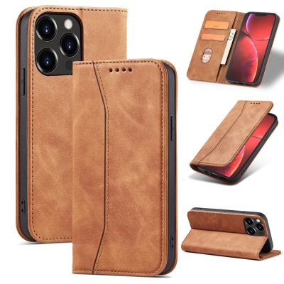 15. Magnet Fancy Case Case für iPhone 13 Pro Max Tasche Brieftasche Kartenhalter Braun