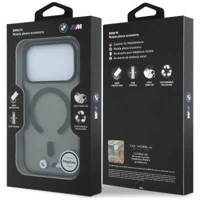 8. BMW M IML MagSafe Hülle mit glänzendem Metalllogo und Zierleisten für iPhone 18 Pro Max / 17 Pro Max – Schwarz