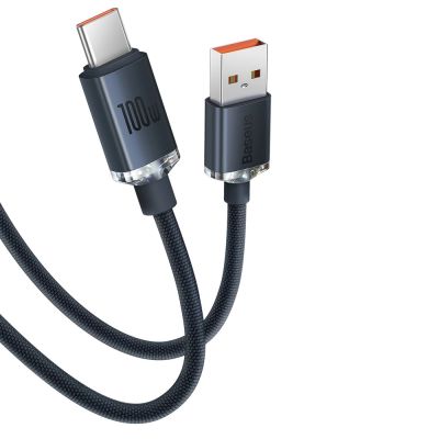 12. Baseus Crystal Shine Series Kabel USB-Kabel für schnelles Laden und Datenübertragung USB Typ A - USB Typ C 100 W 2 m schwarz (CAJY000501)