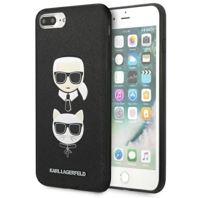 Karl Lagerfeld Saffiano Karl&Choupette Head Case für iPhone 7 Plus / iPhone 8 Plus – Schwarz